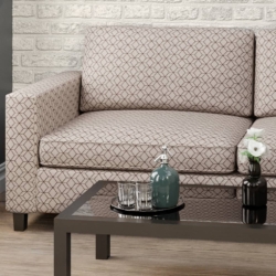 D1891 Linen Geo fabric upholstered on furniture scene