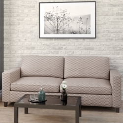 D1891 Linen Geo fabric upholstered on furniture scene