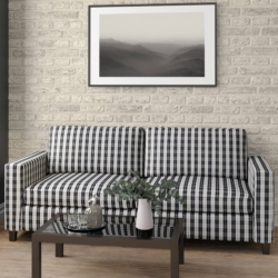 D1952 Navy Plaid fabric upholstered on furniture scene