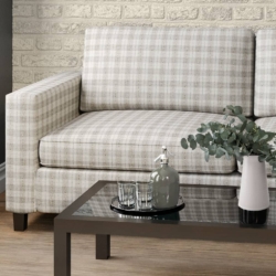 D1953 Linen Plaid fabric upholstered on furniture scene