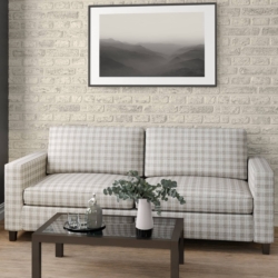 D1953 Linen Plaid fabric upholstered on furniture scene