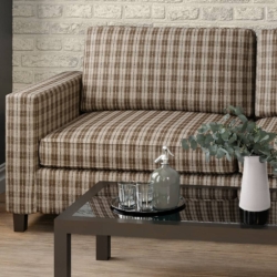 D1955 Cocoa Plaid fabric upholstered on furniture scene