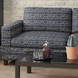 D2031 Indigo fabric upholstered on furniture scene