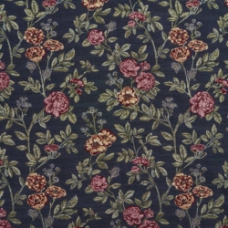 D2058 Navy Bouquet upholstery fabric by the yard full size image