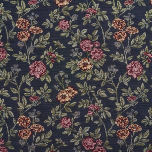D2058 Navy Bouquet upholstery fabric by the yard full size image