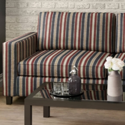 D2061 Navy Stripe fabric upholstered on furniture scene