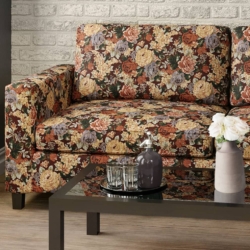 D2067 Burgundy fabric upholstered on furniture scene