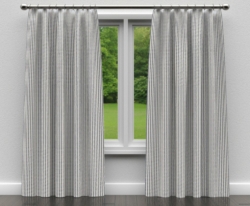 D237 Denim Stripe drapery fabric on window treatments