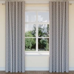 D2426 French Blue drapery fabric on window treatments