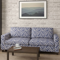 D2453 Indigo fabric upholstered on furniture scene
