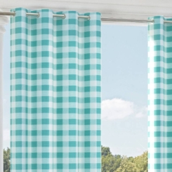 D2459 Turquoise drapery fabric on window treatments