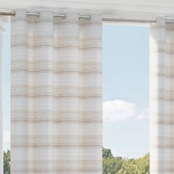 D2483 Sand drapery fabric on window treatments