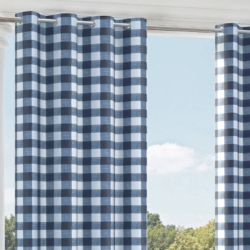 D2497 Indigo drapery fabric on window treatments