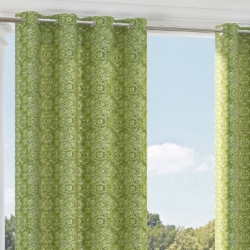 D2498 Lime drapery fabric on window treatments