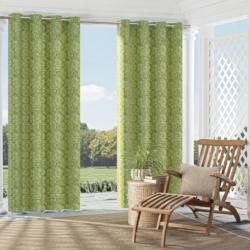 D2498 Lime drapery fabric on window treatments