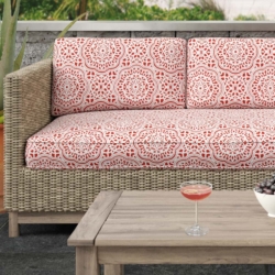 D2549 Coral fabric upholstered on furniture scene