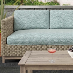D2556 Aqua fabric upholstered on furniture scene