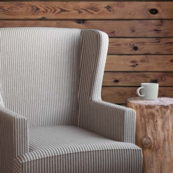 D2586 Ticking Coal fabric upholstered on furniture scene