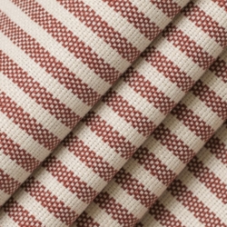 D2587 Ticking Crimson Upholstery Fabric Closeup to show texture