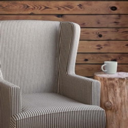 D2589 Ticking Walnut fabric upholstered on furniture scene