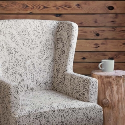 D2592 Paisley Coal fabric upholstered on furniture scene