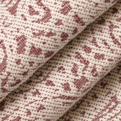 D2595 Paisley Crimson Upholstery Fabric Closeup to show texture
