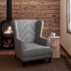 D2607 Check Coal fabric upholstered on furniture scene