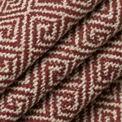 D2615 Greek Key Crimson Upholstery Fabric Closeup to show texture