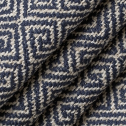 D2618 Greek Key Navy Upholstery Fabric Closeup to show texture