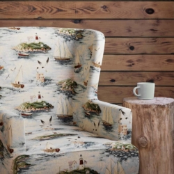 D2667 Coastal fabric upholstered on furniture scene