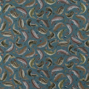 D2679 Fishing Aqua upholstery fabric by the yard full size image