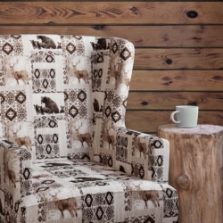 D2696 Den Brownstone fabric upholstered on furniture scene