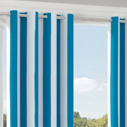 D2703 Azure drapery fabric on window treatments