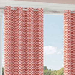 D2710 Coral drapery fabric on window treatments