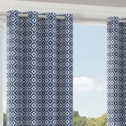 D2711 Denim drapery fabric on window treatments