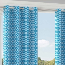 D2712 Lagoon drapery fabric on window treatments