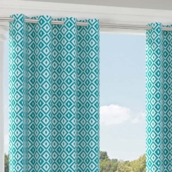 D2714 Teal drapery fabric on window treatments