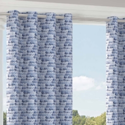 D2732 Blue drapery fabric on window treatments