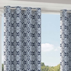 D2734 Prussian drapery fabric on window treatments