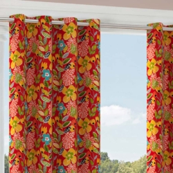 D2746 Poppy drapery fabric on window treatments