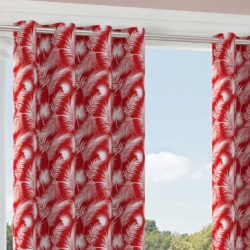 D2750 Crimson drapery fabric on window treatments
