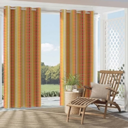 D2763 Citrus drapery fabric on window treatments