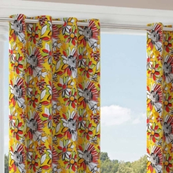 D2769 Canary drapery fabric on window treatments