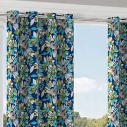 D2771 Lapis drapery fabric on window treatments