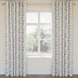 D2909 Graphite drapery fabric on window treatments