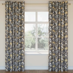 D2915 Charcoal drapery fabric on window treatments