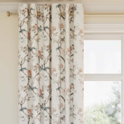 D2918 Peach drapery fabric on window treatments
