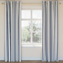 D2924 Denim drapery fabric on window treatments