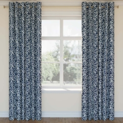 D2926 Navy drapery fabric on window treatments