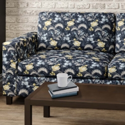 D2935 Indigo fabric upholstered on furniture scene